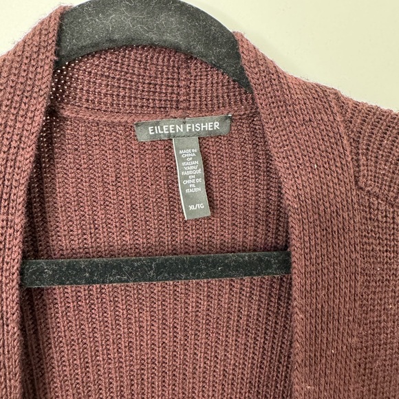 Eileen Fisher burgundy merino wool Open Front Cardigan XL - Picture 5 of 9